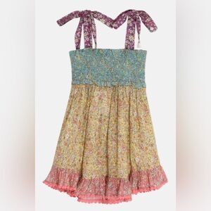 Zimmermann Multi-Color Floral Cotton Tie-Shoulder Kids Dress